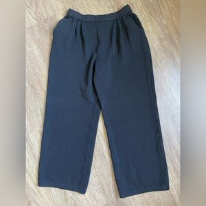 St. John Santana Black Knit Wide Leg Trousers Wool Blend